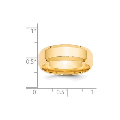 18k Yellow Gold 7mm Beveled Edge Comfort Fit Wedding Band Ring
