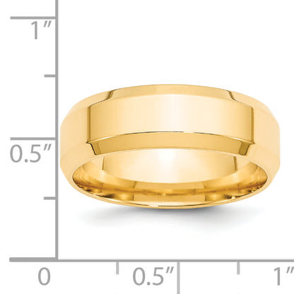 Solid 14K Yellow Gold 7mm Bevel Edge Comfort Fit Men's/Women's Wedding Band Ring Size 4.5