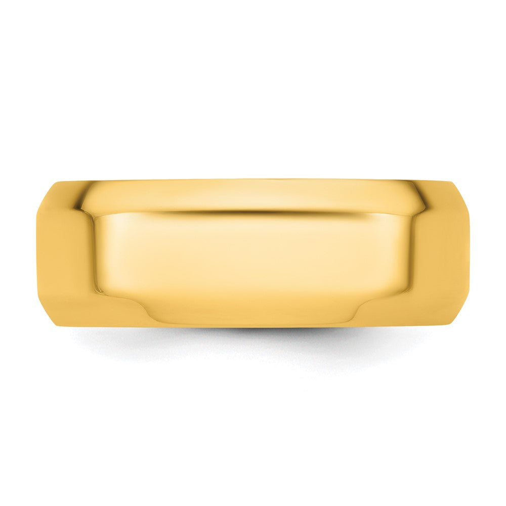 18k Yellow Gold 8mm Beveled Edge Comfort Fit Wedding Band Ring