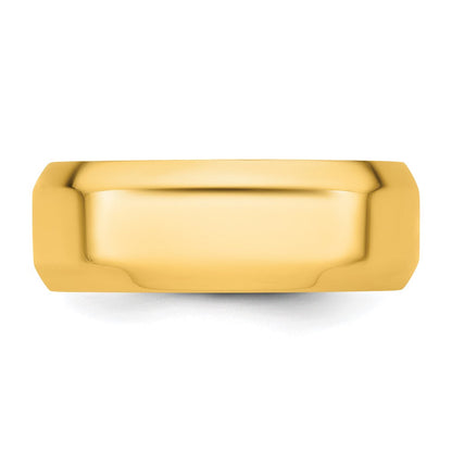 18k Yellow Gold 8mm Beveled Edge Comfort Fit Wedding Band Ring