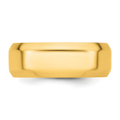 Solid 14K Yellow Gold 8mm Bevel Edge Comfort Fit Men's/Women's Wedding Band Ring Size 13.5