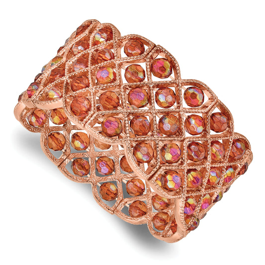Fashion 1928 Copper-Tone Copper Acrylic Beads Stretch Bracelet