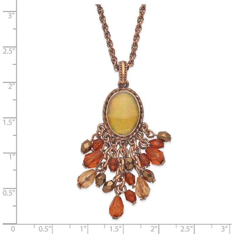 Fashion 1928 Jewelry Copper-Tone Oval Fram Mother Of Pearl Multicolor Faceted Acrylic Beads Cluster Adjustable 16 Inch Necklace With 3 Extension