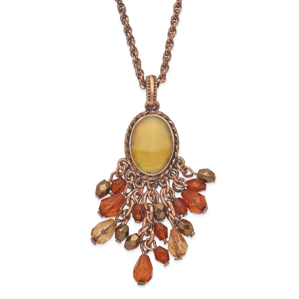 Fashion 1928 Jewelry Copper-Tone Oval Fram Mother Of Pearl Multicolor Faceted Acrylic Beads Cluster Adjustable 16 Inch Necklace With 3 Extension
