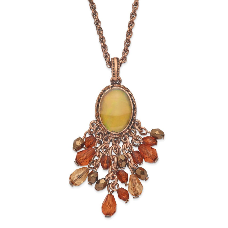 Fashion 1928 Jewelry Copper-Tone Oval Fram Mother Of Pearl Multicolor Faceted Acrylic Beads Cluster Adjustable 16 Inch Necklace With 3 Extension