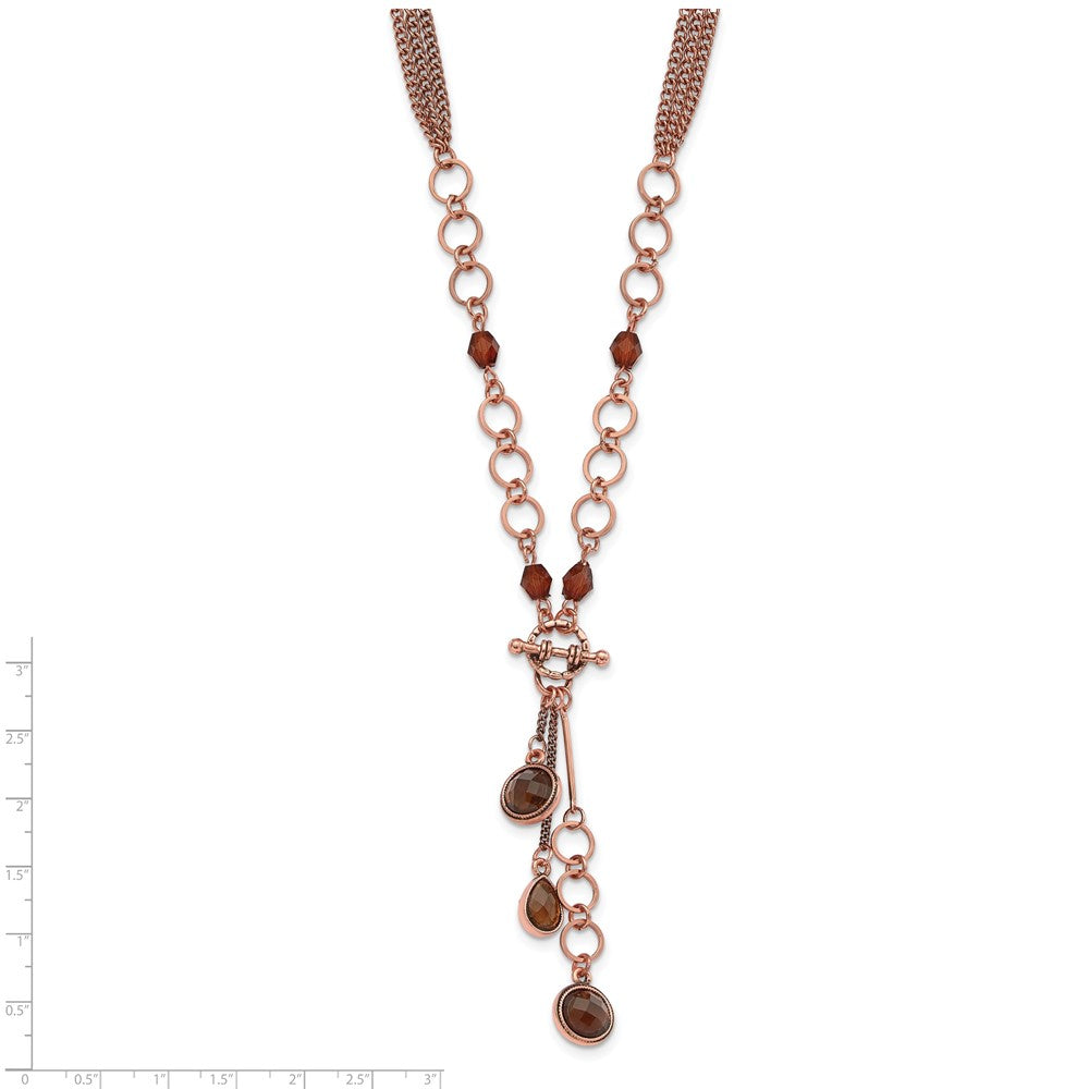 Fashion 1928 Jewelry Copper-Tone Brown Faceted Acrylic Beads 16 Inch Y Necklace With 3 Extension