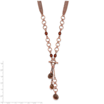 Fashion 1928 Jewelry Copper-Tone Brown Faceted Acrylic Beads 16 Inch Y Necklace With 3 Extension