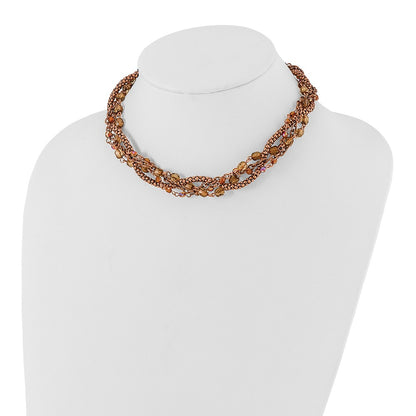 Fashion 1928 Jewelry Copper-Tone Five Strand Multicolor Faceted Acrylic Beads Adjustable 16 Inch Twisted Necklace With 3 Extension