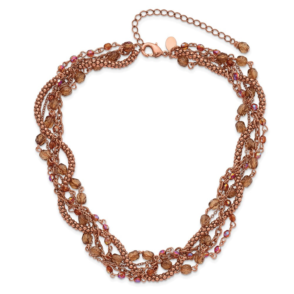 Fashion 1928 Jewelry Copper-Tone Five Strand Multicolor Faceted Acrylic Beads Adjustable 16 Inch Twisted Necklace With 3 Extension