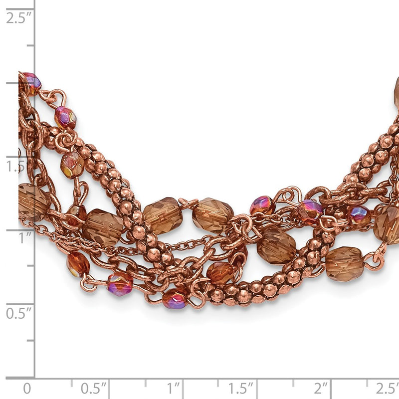 Fashion 1928 Jewelry Copper-Tone Five Strand Multicolor Faceted Acrylic Beads Adjustable 16 Inch Twisted Necklace With 3 Extension