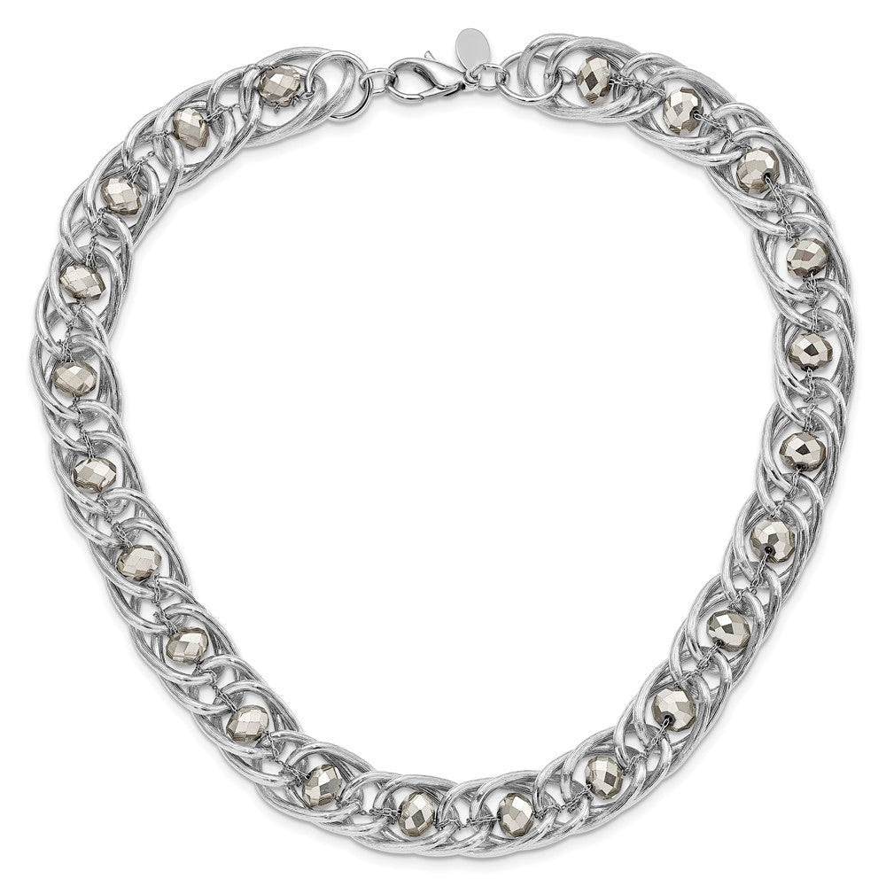 Fashion 1928 Silver-Tone Glass Beaded Fancy Link Necklace