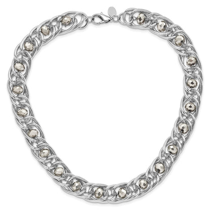 Fashion 1928 Silver-Tone Glass Beaded Fancy Link Necklace