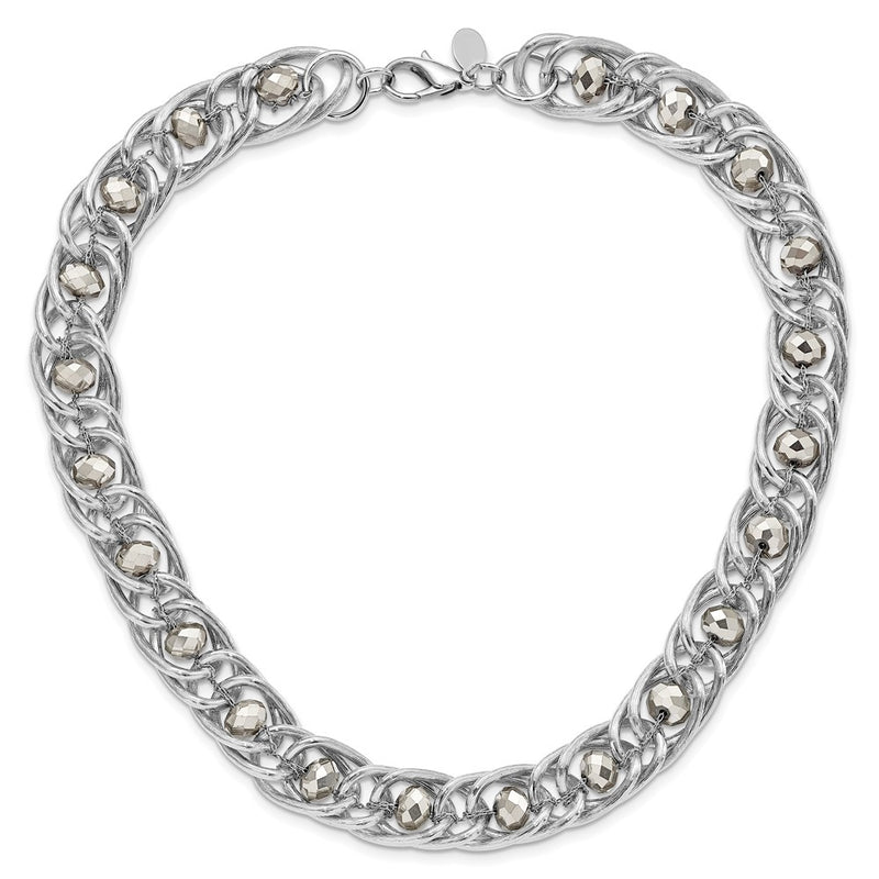 Fashion 1928 Silver-Tone Glass Beaded Fancy Link Necklace