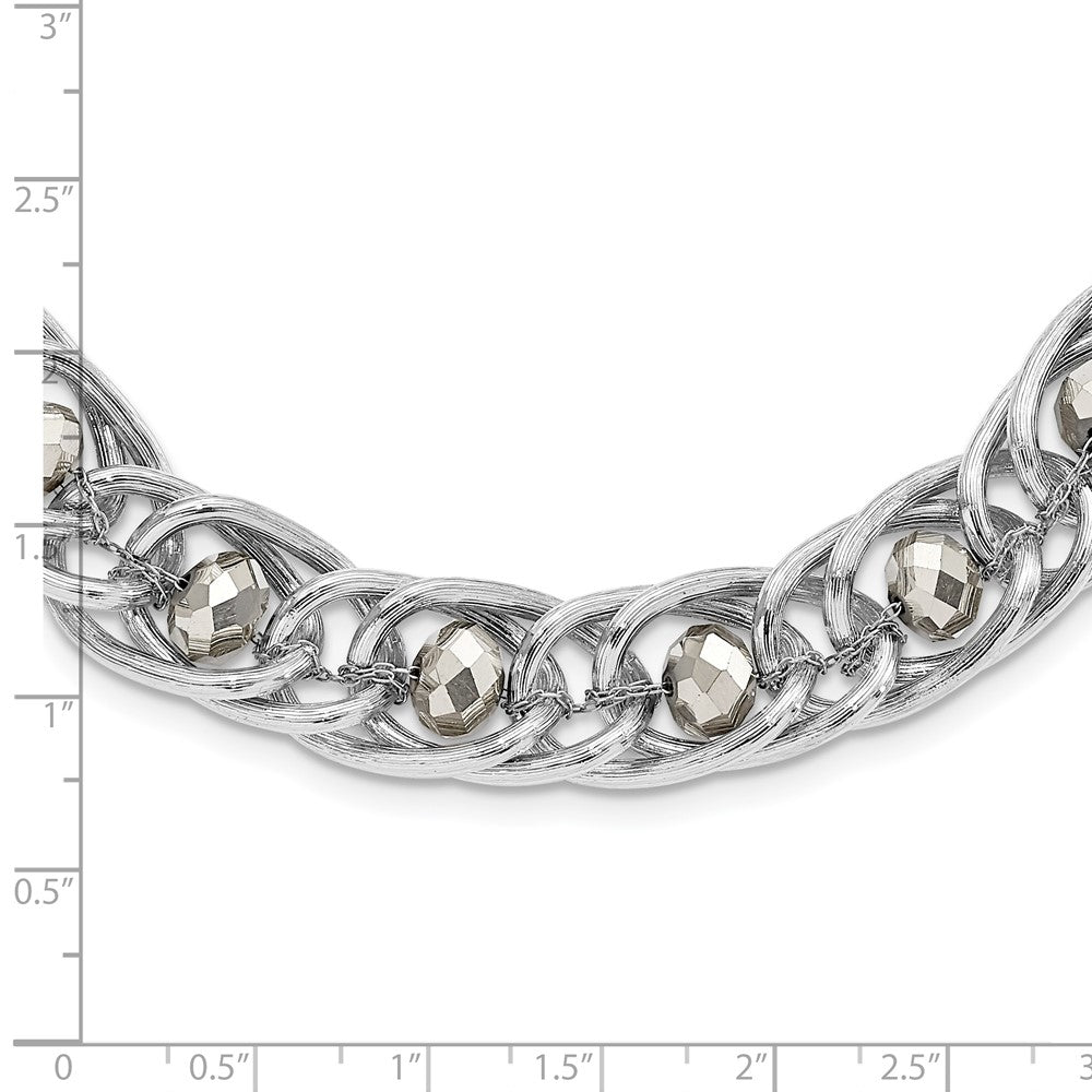 Fashion 1928 Silver-Tone Glass Beaded Fancy Link Necklace