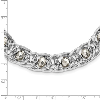 Fashion 1928 Silver-Tone Glass Beaded Fancy Link Necklace