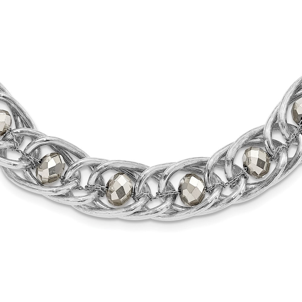 Fashion 1928 Silver-Tone Glass Beaded Fancy Link Necklace