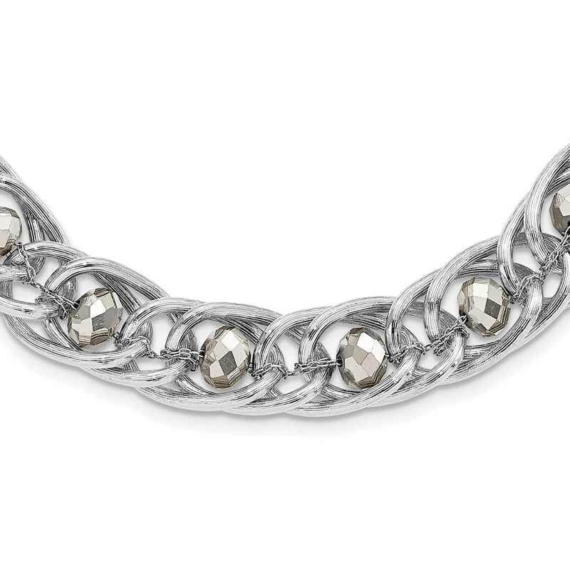 Fashion 1928 Silver-Tone Glass Beaded Fancy Link Necklace