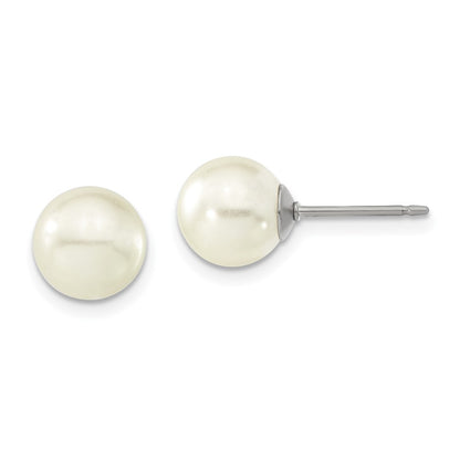 Fashion 1928 Jewelry Gold-Tone 8mm Ivory Imitation Pearl Post Stud Earrings