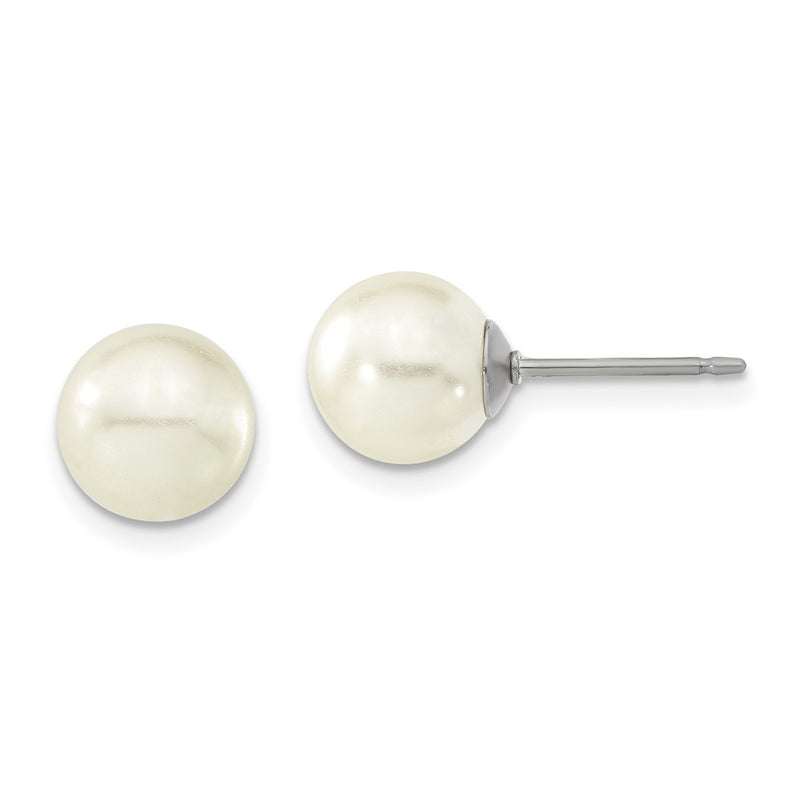 Fashion 1928 Jewelry Gold-Tone 8mm Ivory Imitation Pearl Post Stud Earrings