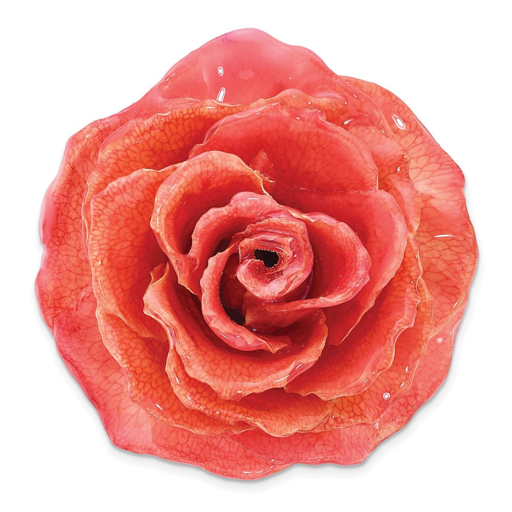 Fashion Lacquer Dipped Pink Real Rose Adjustable Silver-Tone Ring