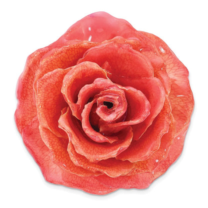 Fashion Lacquer Dipped Pink Real Rose Adjustable Silver-Tone Ring