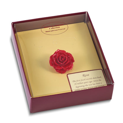 Fashion Lacquer Dipped Red Real Rose Adjustable Silver-Tone Ring