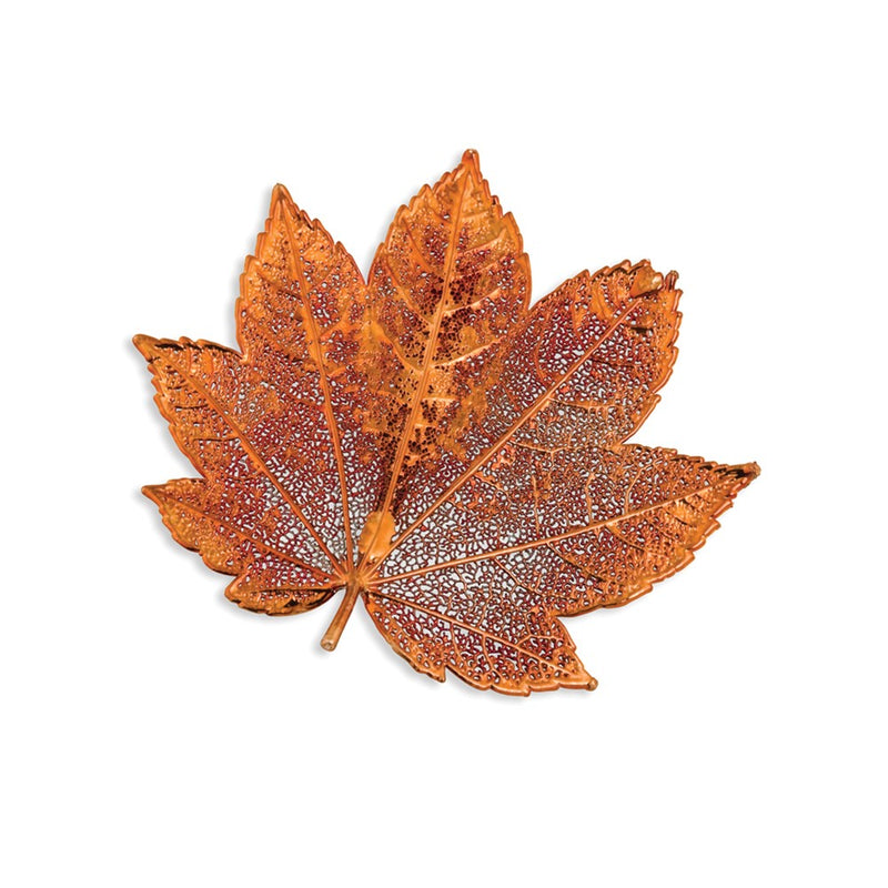 Fashion Iridescent Copper Dipped Real Full Moon Maple Leaf Pin Brooch