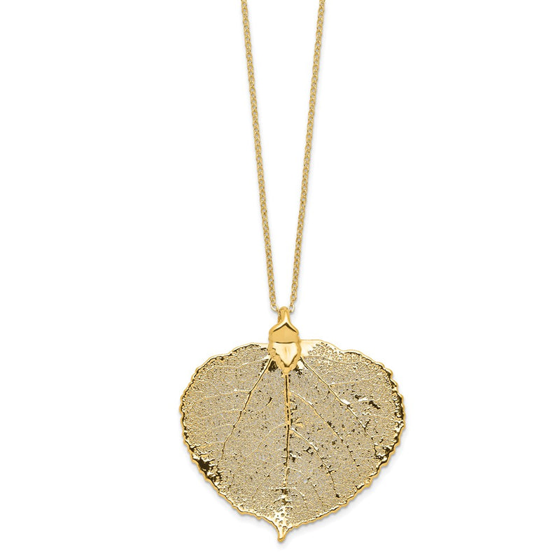 Fashion 24K Gold Dipped Real Aspen Leaf With 20 Inch Gold-Tone Necklace
