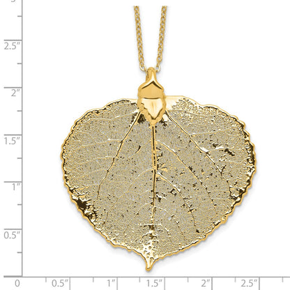 Fashion 24K Gold Dipped Real Aspen Leaf With 20 Inch Gold-Tone Necklace
