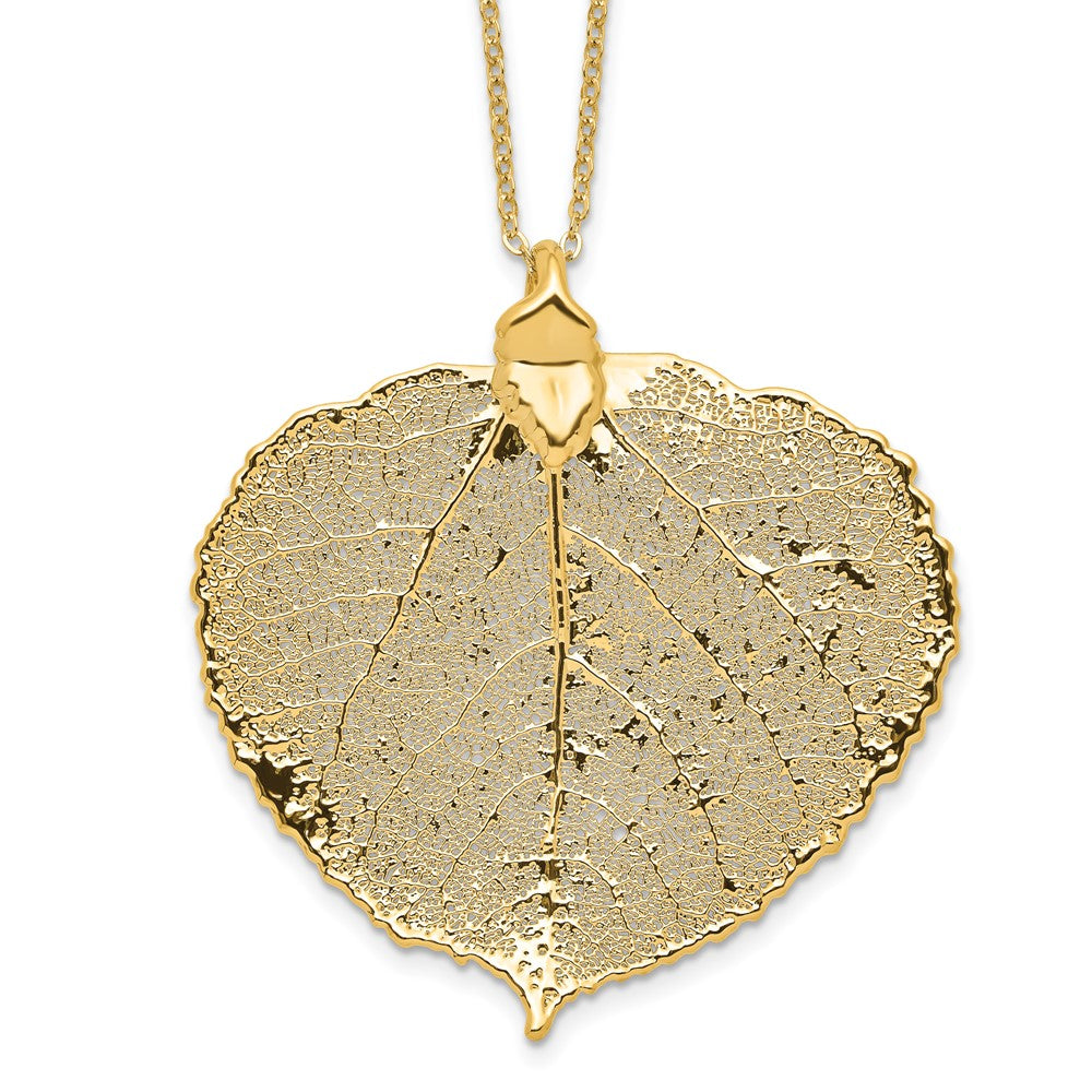 Fashion 24K Gold Dipped Real Aspen Leaf With 20 Inch Gold-Tone Necklace