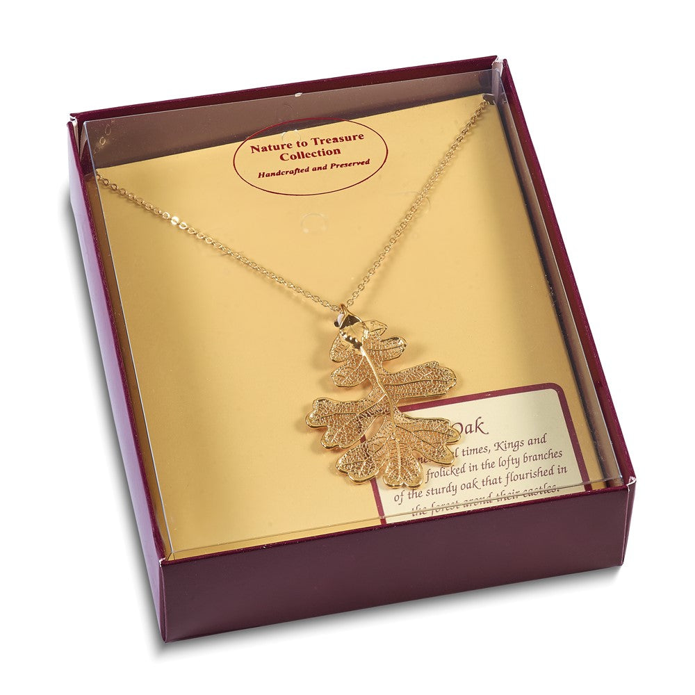 Fashion 24K Gold Dipped Real Oak Leaf With 20 Inch Gold-Tone Necklace