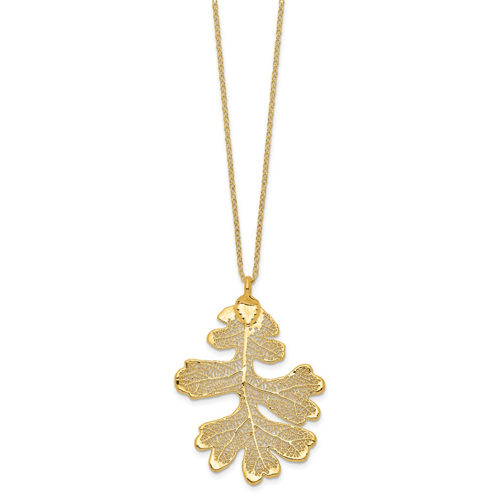 Fashion 24K Gold Dipped Real Oak Leaf With 20 Inch Gold-Tone Necklace