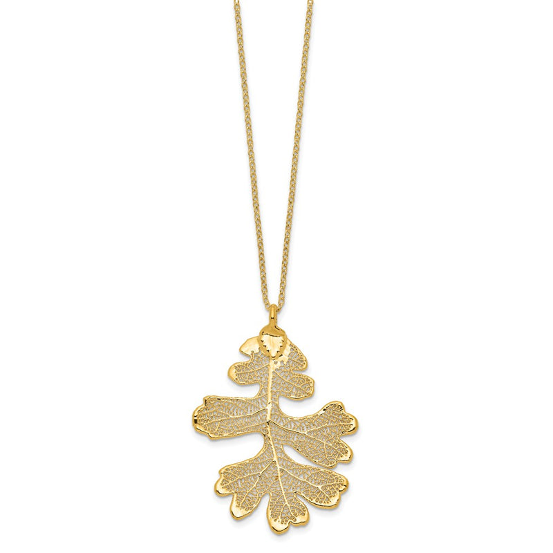 Fashion 24K Gold Dipped Real Oak Leaf With 20 Inch Gold-Tone Necklace