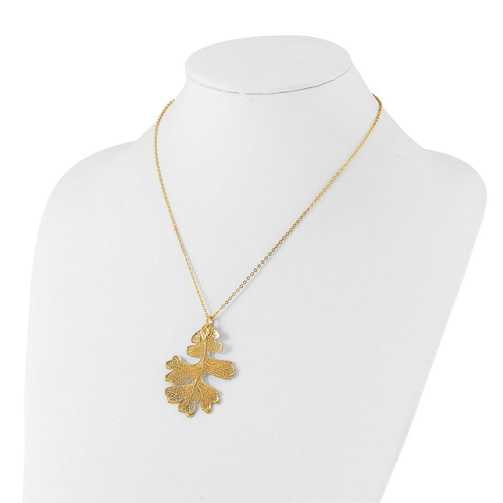 Fashion 24K Gold Dipped Real Oak Leaf With 20 Inch Gold-Tone Necklace