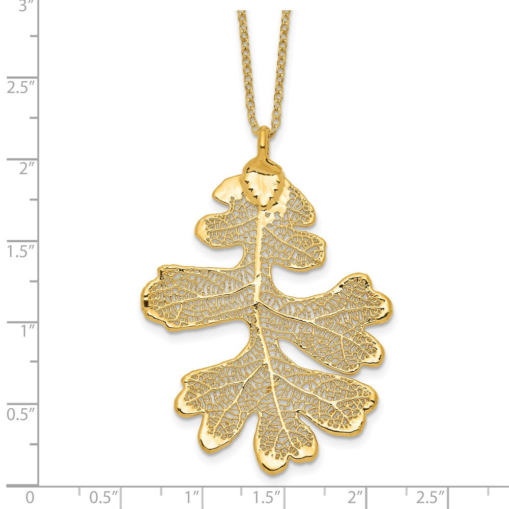 Fashion 24K Gold Dipped Real Oak Leaf With 20 Inch Gold-Tone Necklace