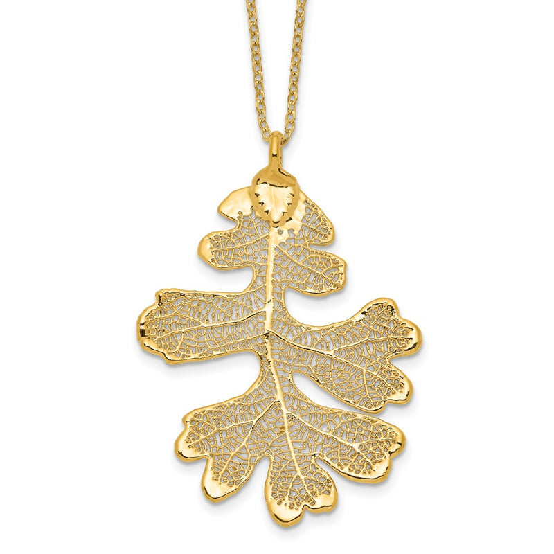 Fashion 24K Gold Dipped Real Oak Leaf With 20 Inch Gold-Tone Necklace