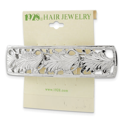 Fashion 1928 Jewelry Silver-Tone Ornate Leaf Motif Hair Barrette