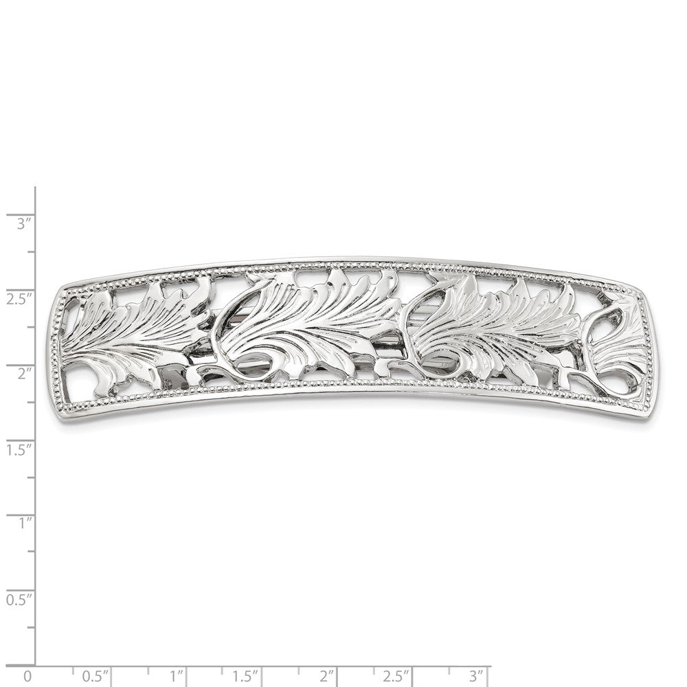 Fashion 1928 Jewelry Silver-Tone Ornate Leaf Motif Hair Barrette