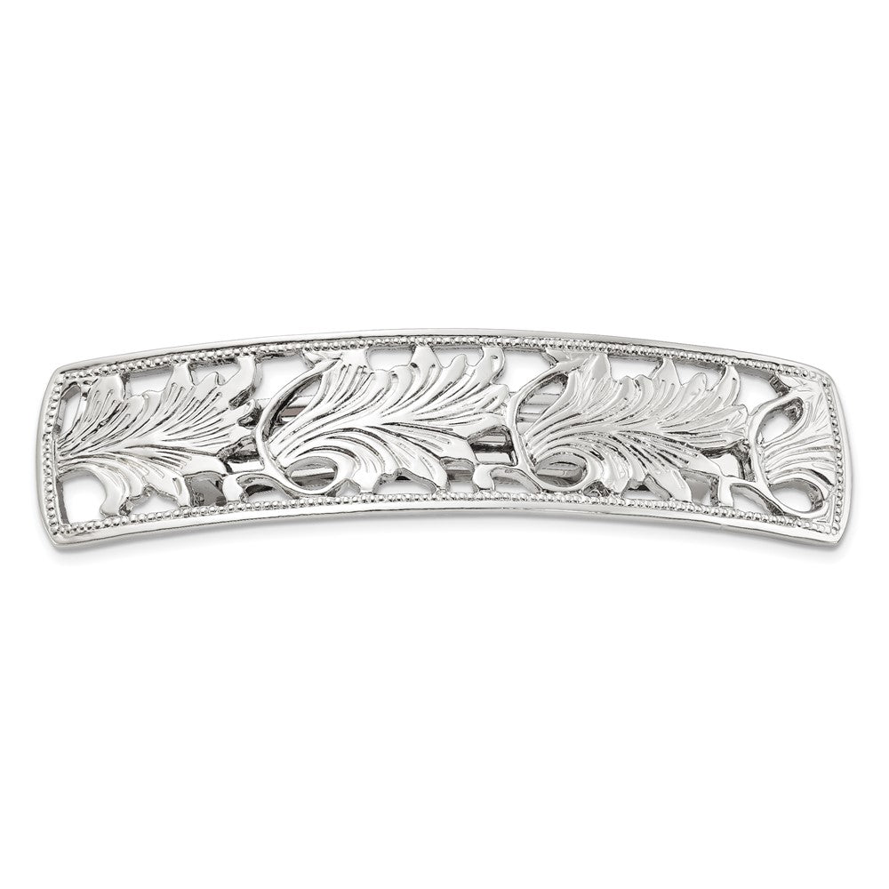 Fashion 1928 Jewelry Silver-Tone Ornate Leaf Motif Hair Barrette