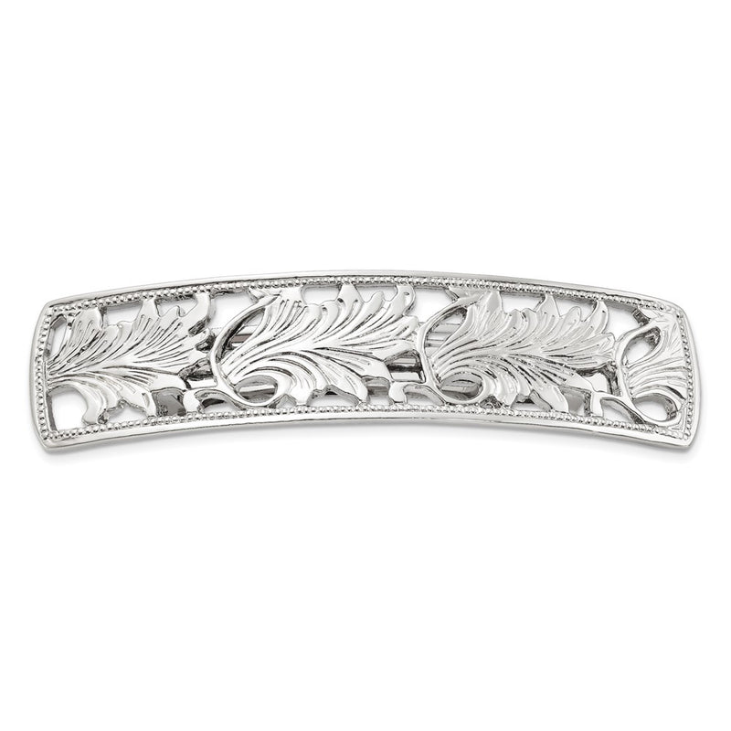 Fashion 1928 Jewelry Silver-Tone Ornate Leaf Motif Hair Barrette