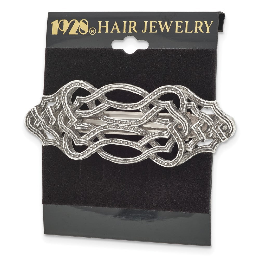 Fashion 1928 Jewelry Silver-Tone Textured Ornate Hair Barrette