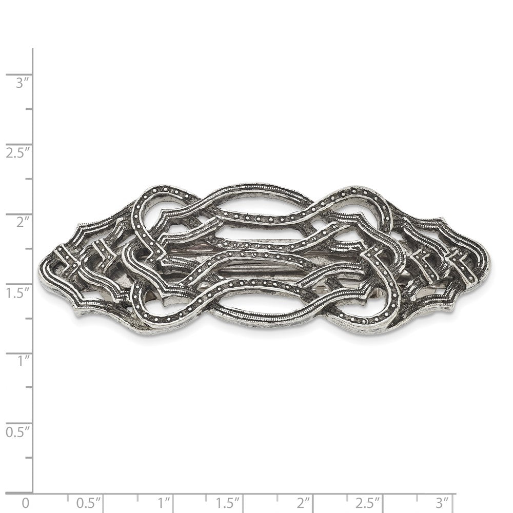 Fashion 1928 Jewelry Silver-Tone Textured Ornate Hair Barrette