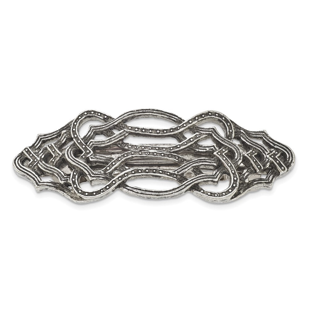 Fashion 1928 Jewelry Silver-Tone Textured Ornate Hair Barrette