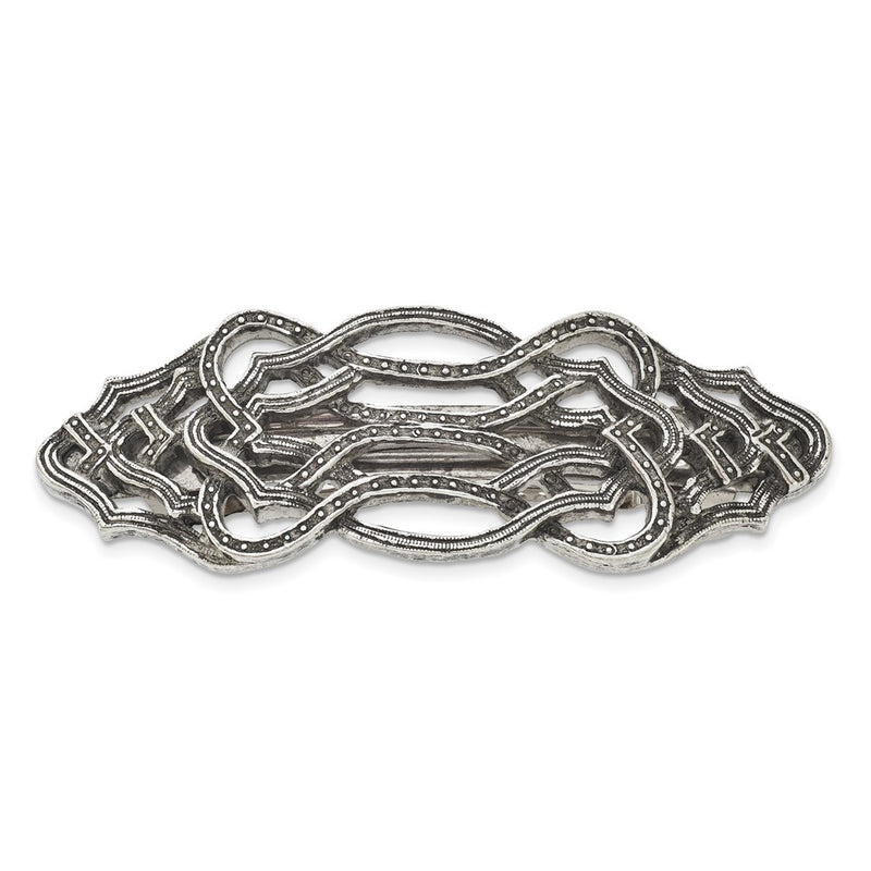 Fashion 1928 Jewelry Silver-Tone Textured Ornate Hair Barrette