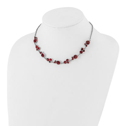 Fashion 1928 Jewelry Silver-Tone Red Epoxy Faceted Stone 16 Inch Necklace With 3 Extension