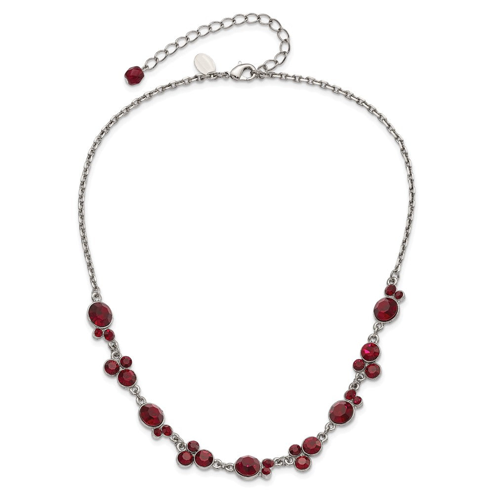 Fashion 1928 Jewelry Silver-Tone Red Epoxy Faceted Stone 16 Inch Necklace With 3 Extension