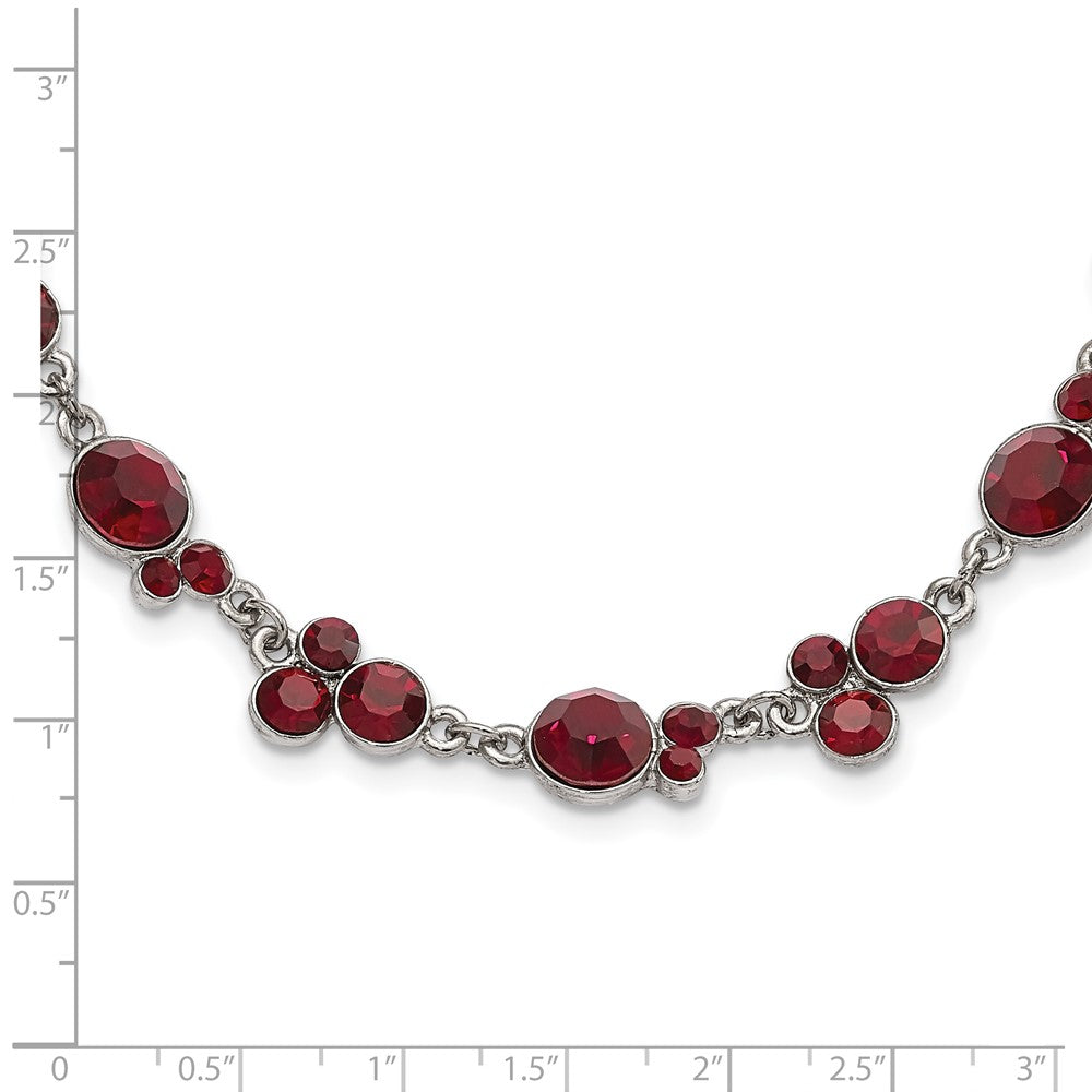 Fashion 1928 Jewelry Silver-Tone Red Epoxy Faceted Stone 16 Inch Necklace With 3 Extension