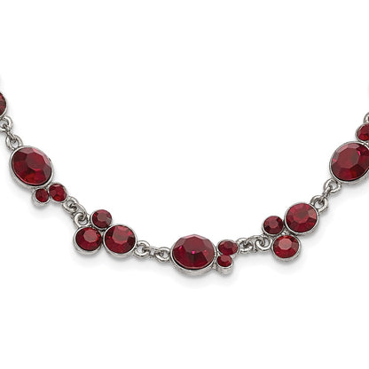 Fashion 1928 Jewelry Silver-Tone Red Epoxy Faceted Stone 16 Inch Necklace With 3 Extension