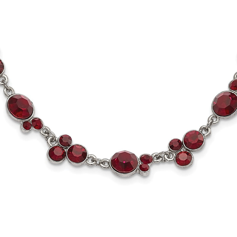 Fashion 1928 Jewelry Silver-Tone Red Epoxy Faceted Stone 16 Inch Necklace With 3 Extension