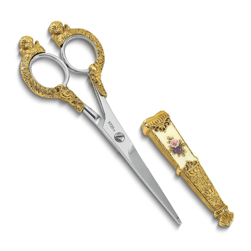 Fashion 1928 Small Gold-Tone Floral Manor House Scissors With Stainless Steel Blades